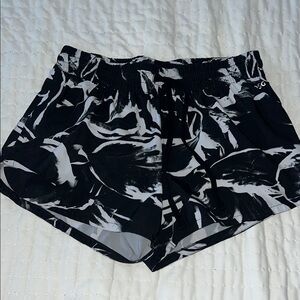 DSG Black and White Athletic Shorts with Bold Pattern
